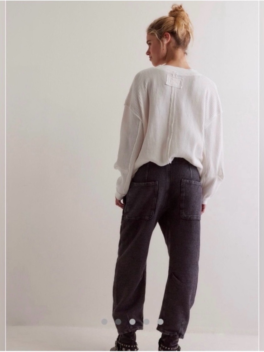 We The Free Osaka Black Barrel Botton-Front Soft denim
